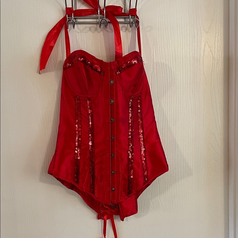 Red Sequin Corset Top